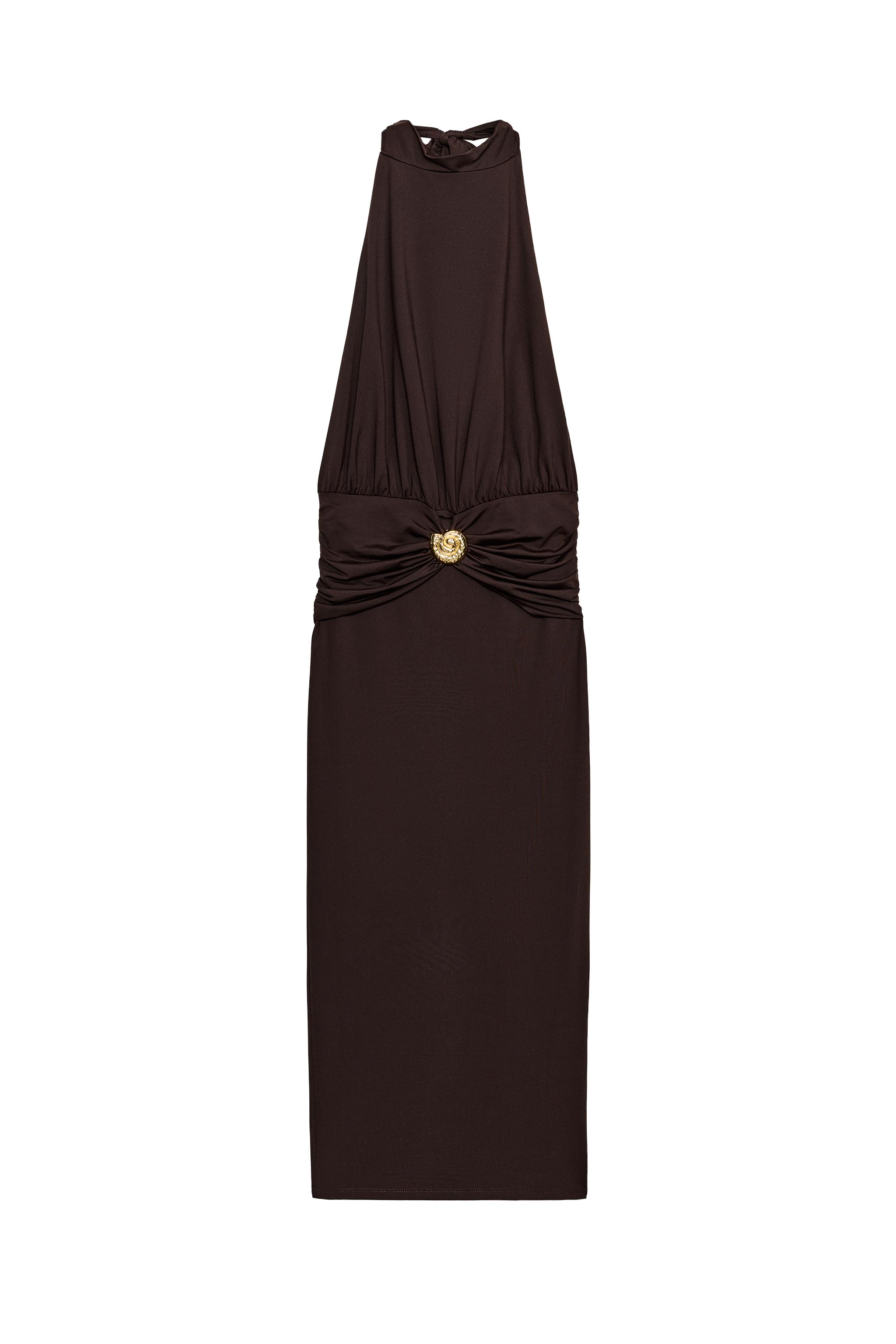 DRAPED HALTER DRESS - Brown | ZARA United States DRAPED HALTER DRESS - Brown | ZARA United States