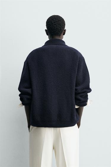 GILET EN MAILLE PERLÉE - Bleu marine foncé de Zara - Image 2