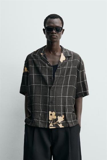 CAMISA FLUIDA ESTAMPADO COMBINADO - Gris oscuro de Zara