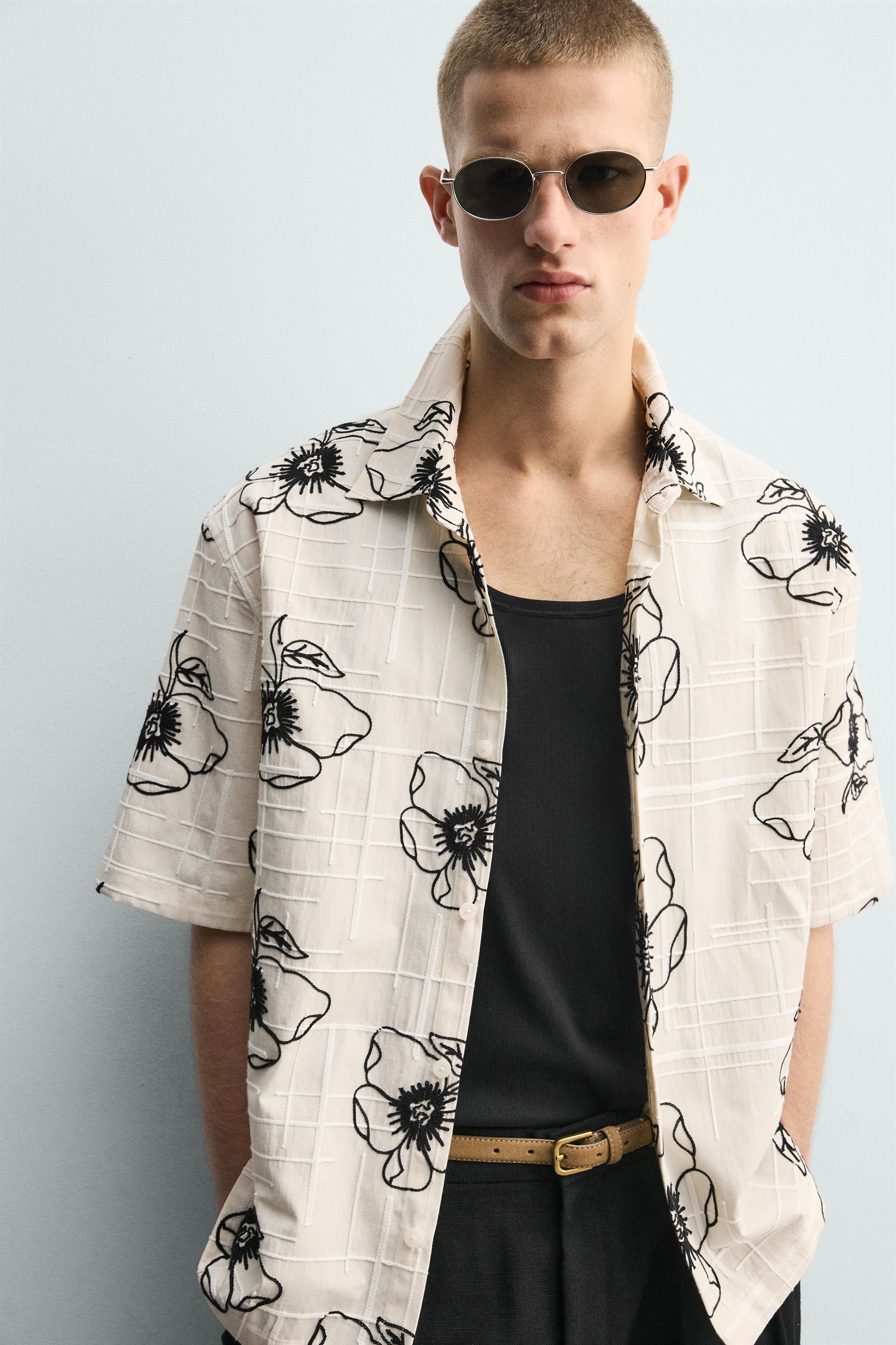 FLORAL EMBROIDERED JACQUARD SHIRT