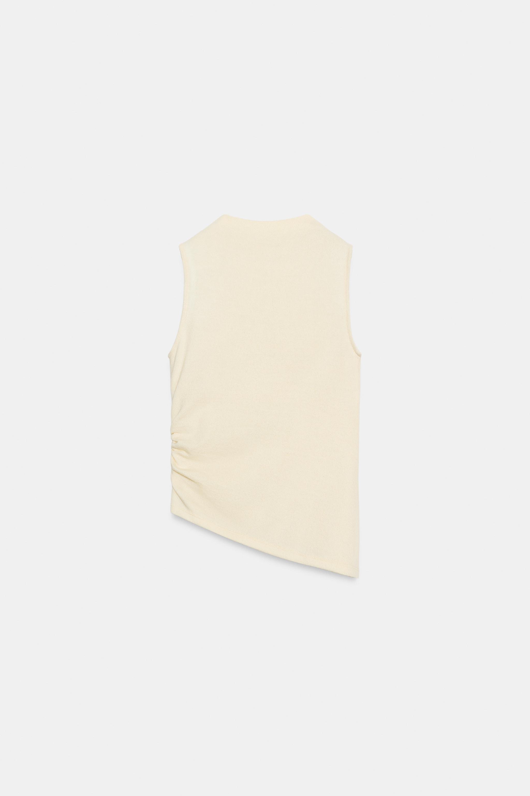 RUCHED MOCK NECK T-SHIRT