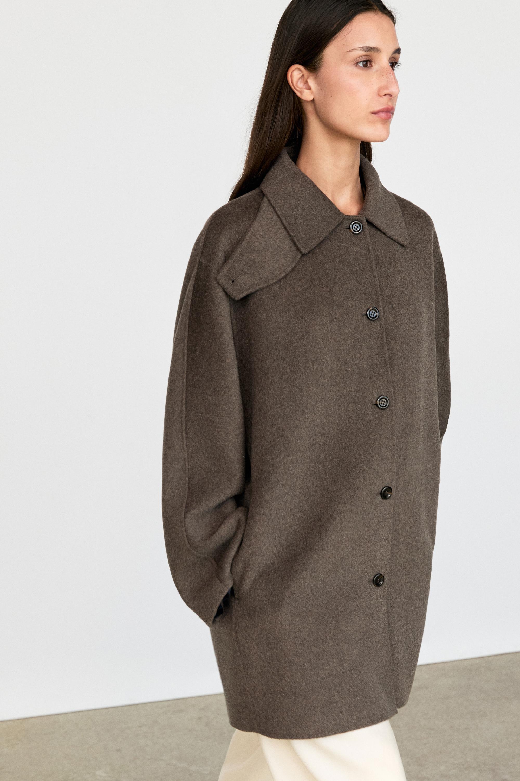 Melange wool blend coat — Dark brown