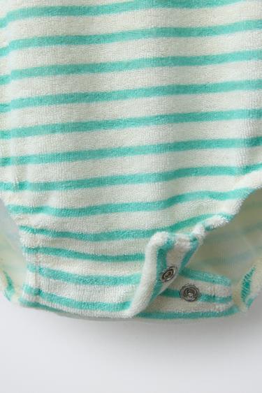 STRIPED TOWELLING BODYSUIT - Sea green by Zara - Image 3