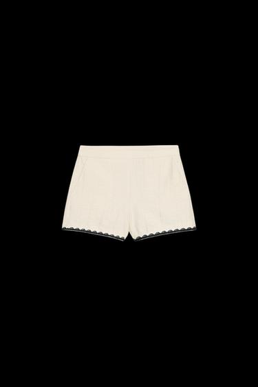 Zara EMBROIDERED SHORTS - Ecru - Image 0