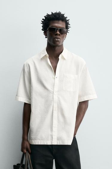CAMISA JACQUARD ESTRUCTURA - Blanco de Zara