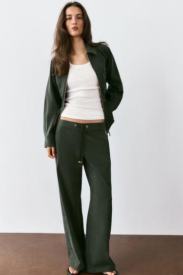Zara ELASTIC WAIST TROUSERS - Mid khaki