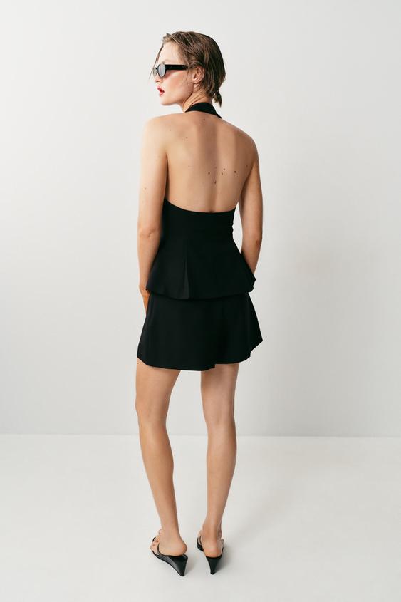 TOP GILET HALTER BOUTON RECOUVERT - Noir de Zara - Image 3