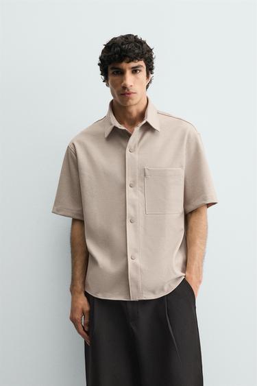 Zara NON-IRON COMFORT OVERSHIRT - Light tan
