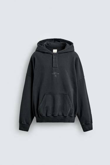 フーディ カンガルーポケット スウェットシャツ X SR_AブルーZaraのフーディ カンガルーポケット スウェットシャツ X SR_A - ブルー 