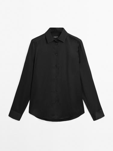 Zara Flowing satin shirt - Black