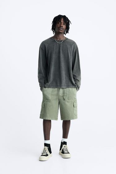 BERMUDA CARGO LAVADA - Khaki de Zara - Imagen 0