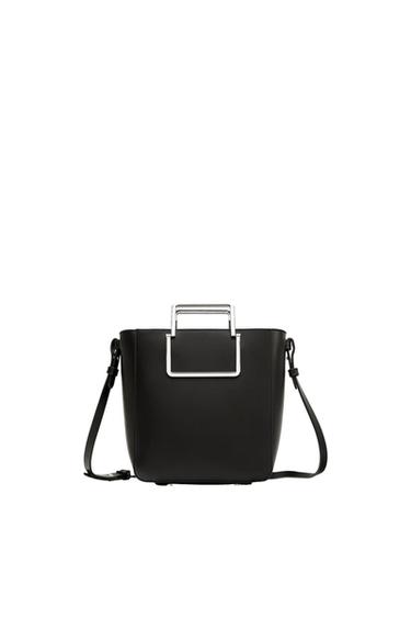 MINI TOTE BAG WITH SQUARE METAL HANDLES