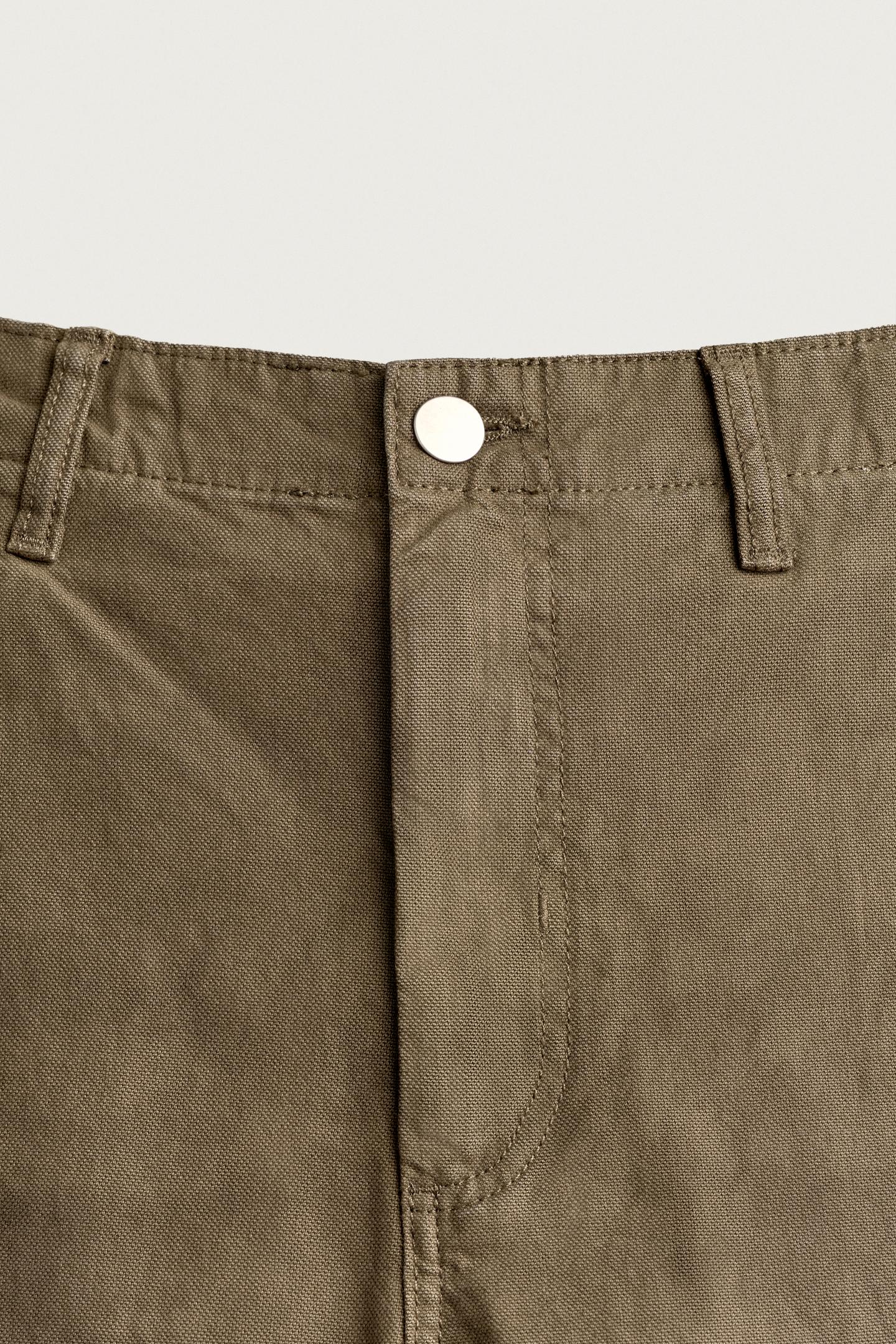Мужские брюки Zara Balloon Fit Cargo, цвет: Хаки — фото 8