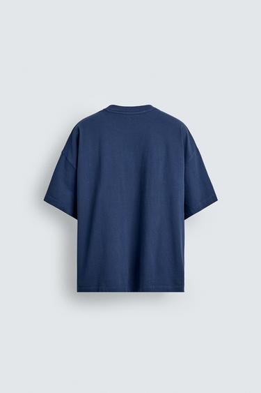 T-SHIRT BRODERIE ET IMPRIMÉ BIMATIÈRE - Bleu marine de Zara - Image 8