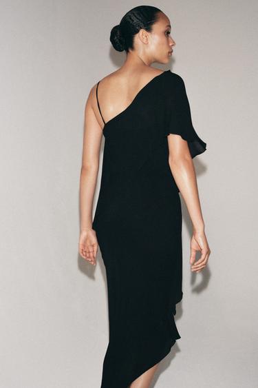 ZW COLLECTION ASYMMETRIC MIDI DRESS - Black by Zara - Image 5
