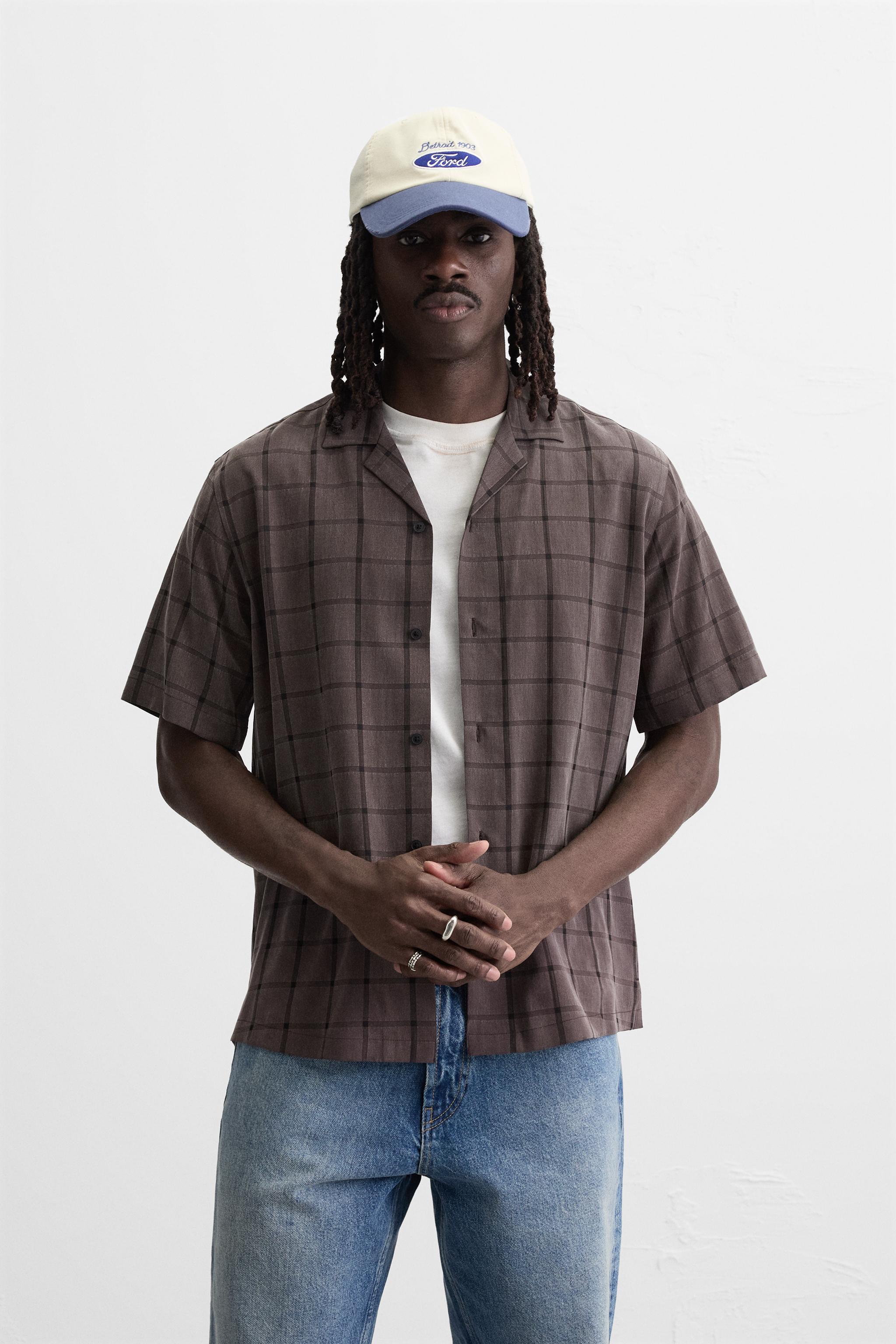 TEXTURED PLAID SHIRT - Brown | ZARA United States