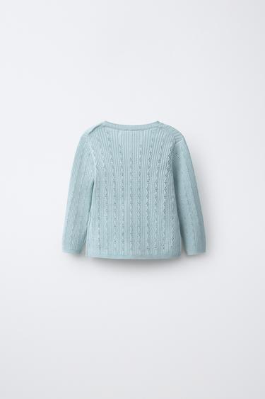 POINTELLE KNIT CARDIGAN - Light turquoise by Zara - Image 1