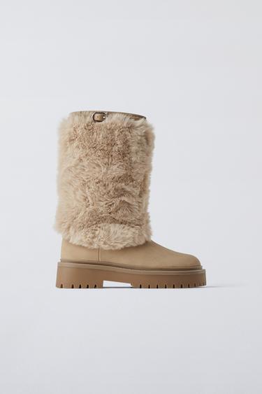 BỐT LÔNG CỔ CAO - Be từ Zara