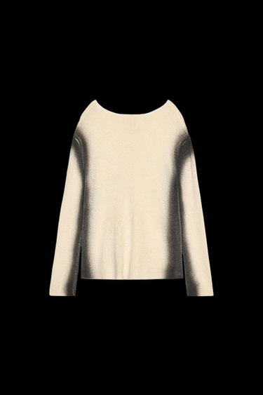 STRICKPULLOVER MIT VERWISCHTEM PRINT - Weiß / Schwarz von Zara