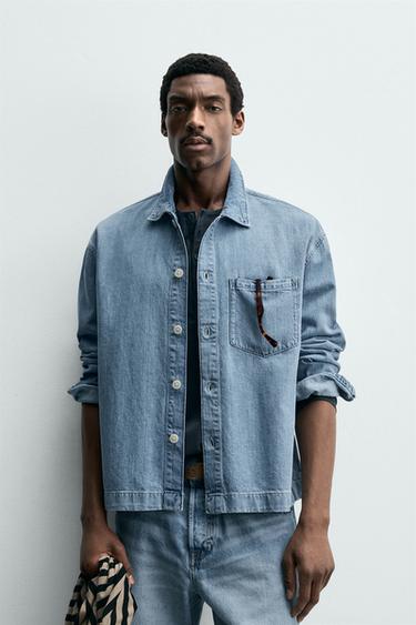 Zaras DENIMSKJORTA BOXY FIT - Blå medel