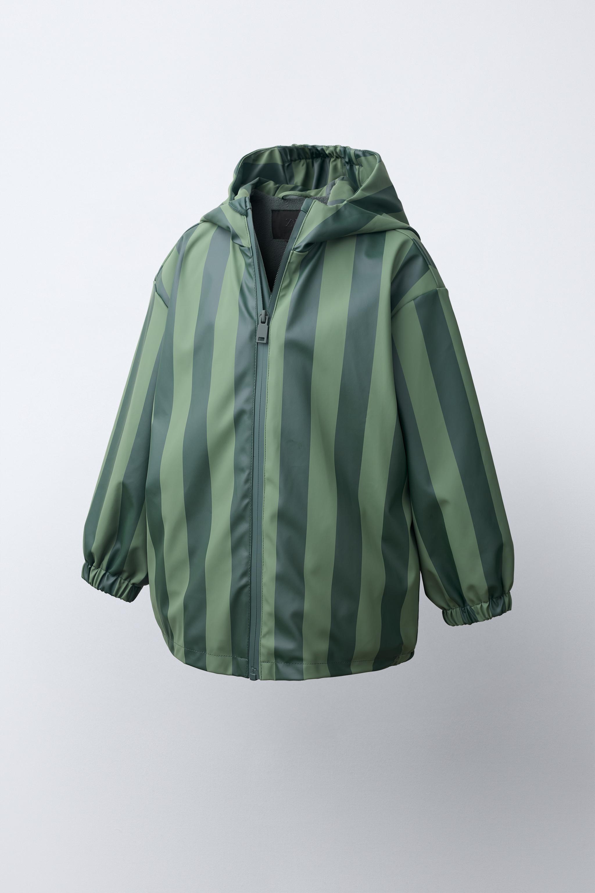 Детские куртки Zara STRIPED WATER-RESISTANT RUBBERIZED RAINCOAT — фото 2
