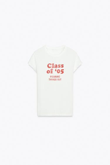 RUSTIC T-SHIRT WITH SLOGAN - White / Red by Zara - Image 5