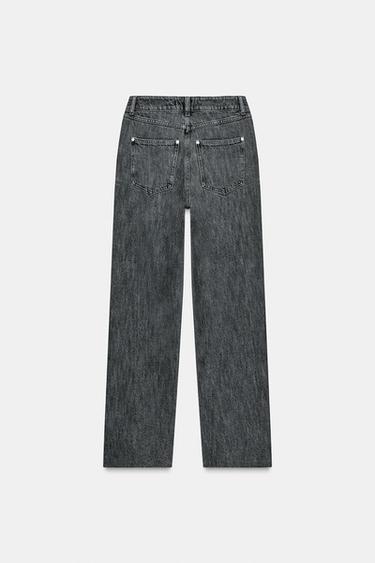 JEAN Z1975 DROIT TAILLE HAUTE À CEINTURE CROISÉE - Gris foncé de Zara - Image 4