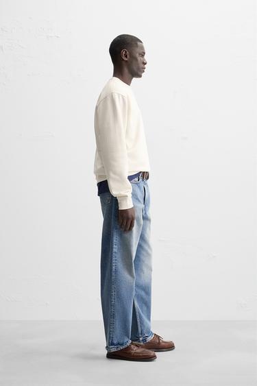 BASIC CREW NECK SWEATSHIRT - Oyster-white by Zara - Image 3