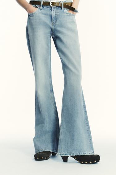 TRF LOW-RISE FLARE JEANS - Light blue by Zara