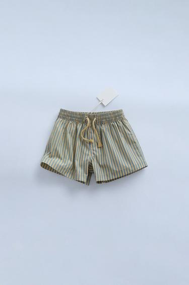 Zara TIMELESS - STRIPED SWIM SHORTS - Blue
