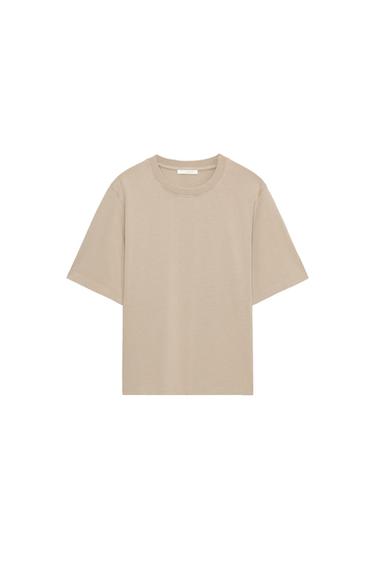 FITTED COTTON T-SHIRT - Sand by Zara