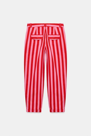 PANTALON CHINO À RAYURES - Rose de Zara - Image 8