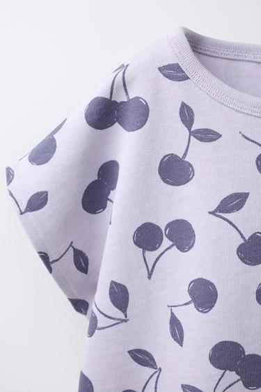 CHERRY PRINT T-SHIRT AND SAROUEL TROUSERS SET - Blue / Lavender by Zara - Image 2