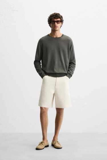 CANVAS TEXTURED BERMUDA SHORTS - Ecru by Zara