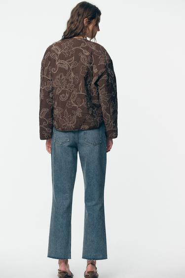 RUBBERISED EMBROIDERED PUFFER JACKET - Brown by Zara - Image 3