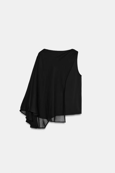 CONTRAST CAPE BLOUSE - Black by Zara - Image 7