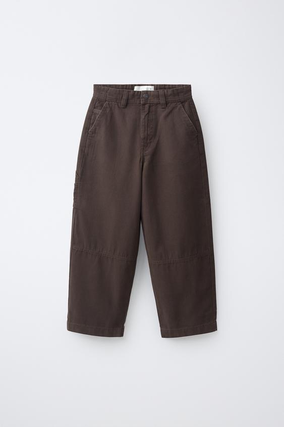 PANTALÓN CANVAS CARPENTER - Marrón chocolate de Zara - Imagen 0