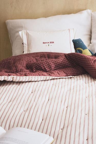 TRAPUNTA BAMBINI QUADRI E RIGHE DOUBLE-FACE - Marrone di Zara