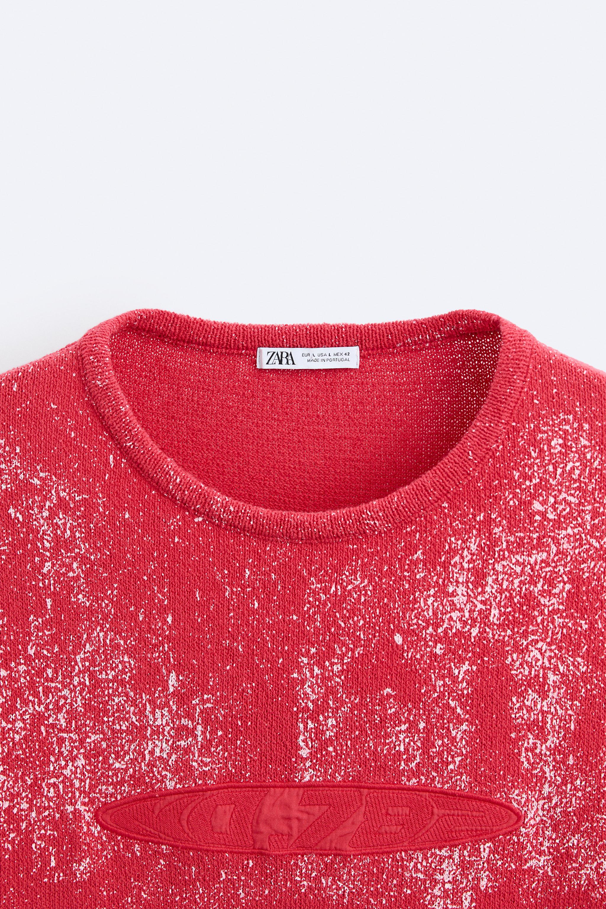 SPLATTER PRINT KNIT T-SHIRT - Red | ZARA United States