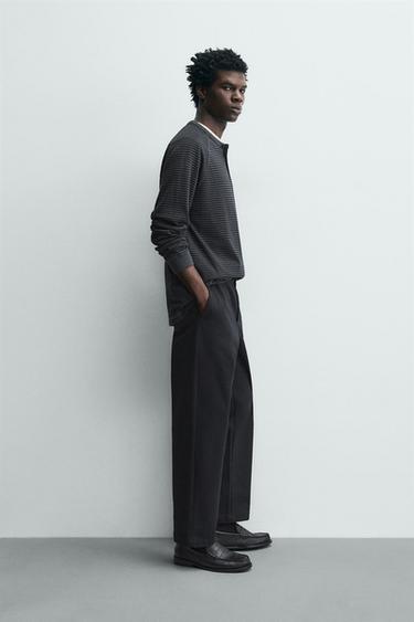 PANTALON STRAIGHT FIT STRUCTURÉ - Bleu marine de Zara - Image 3