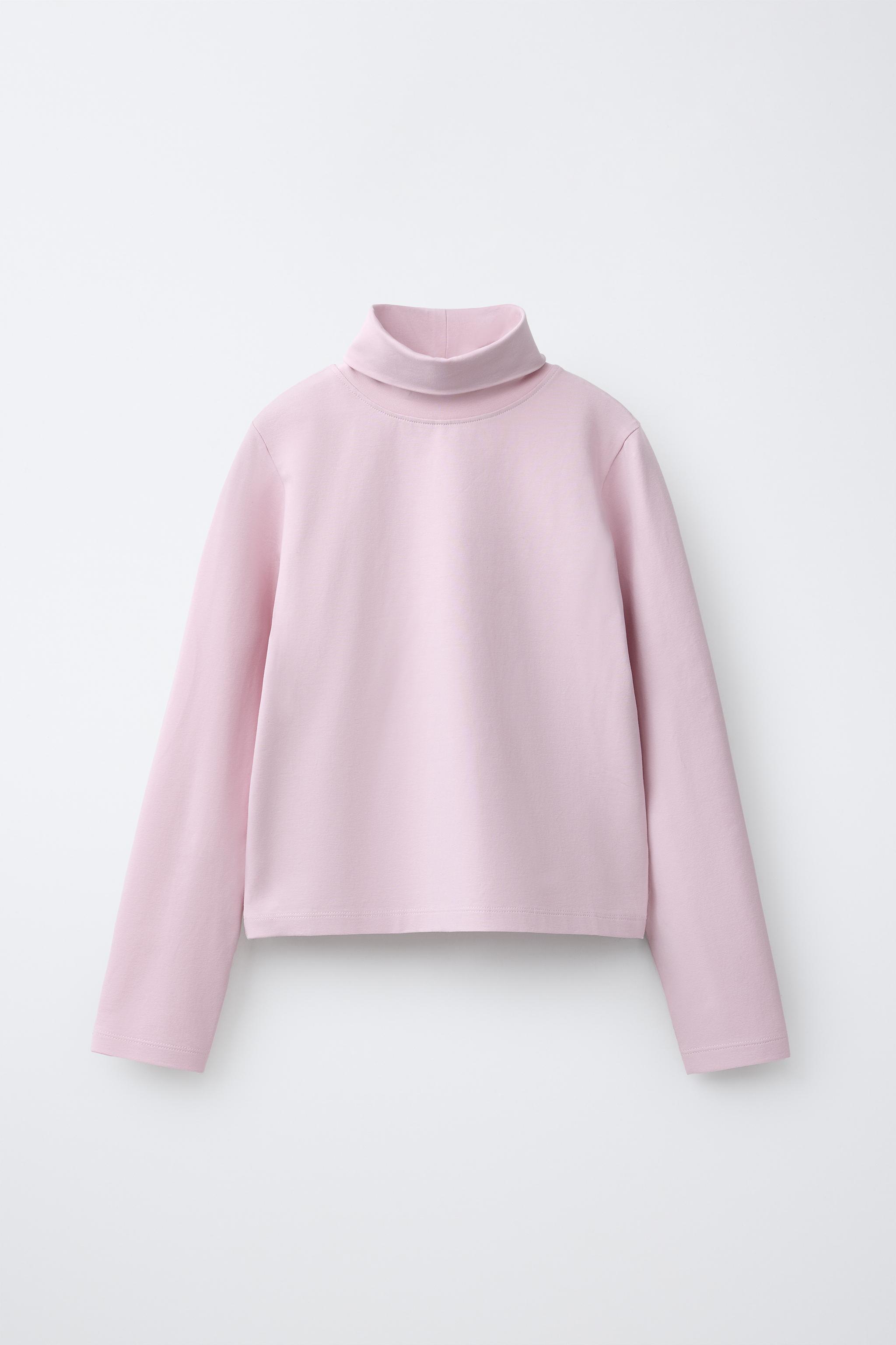 直矢 CAMISETA LISA GOLA DOBRADA - Rosa | ZARA Brasil