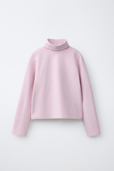 CAMISETA LISA CUELLO VUELTO - Rosa de Zara