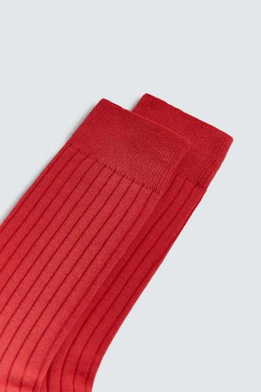 RIBBED TEXTURED SOCKS - Red by Zara - Image 2
