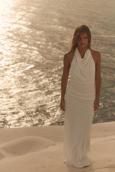 ROBE LONGUE HALTER DOS NU - Blanc de Zara