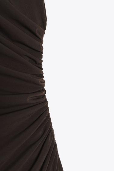 DRAPED SHORT DRESS - Dark brown by Zara - Image 7