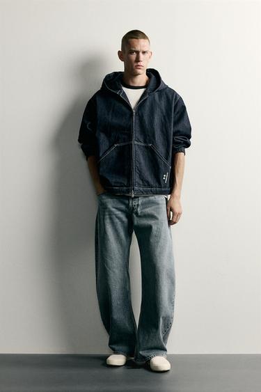 RELAXED FIT HOODED DENIM JACKET - Indigo by Zara