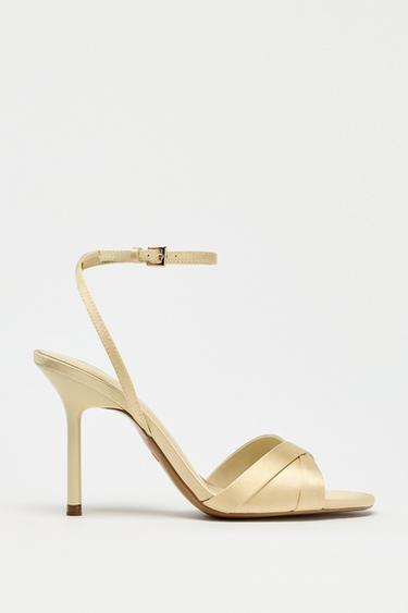 SATIN HIGH-HEEL SANDALS - Blanc Cru de Zara
