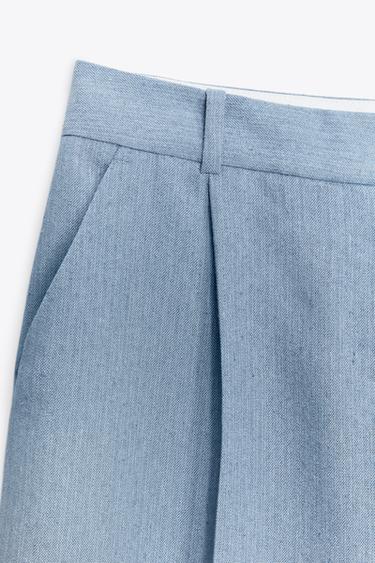 STRAIGHT-LEG TROUSERS WITH DARTS - Blue by Zara - Image 8