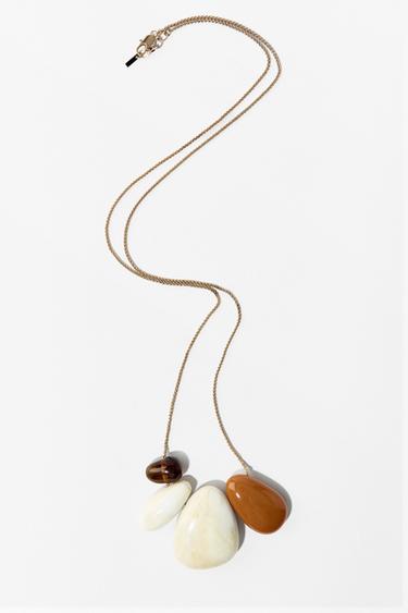 COLAR CORRENTE PEDRAS RESINA - Dourado da Zara