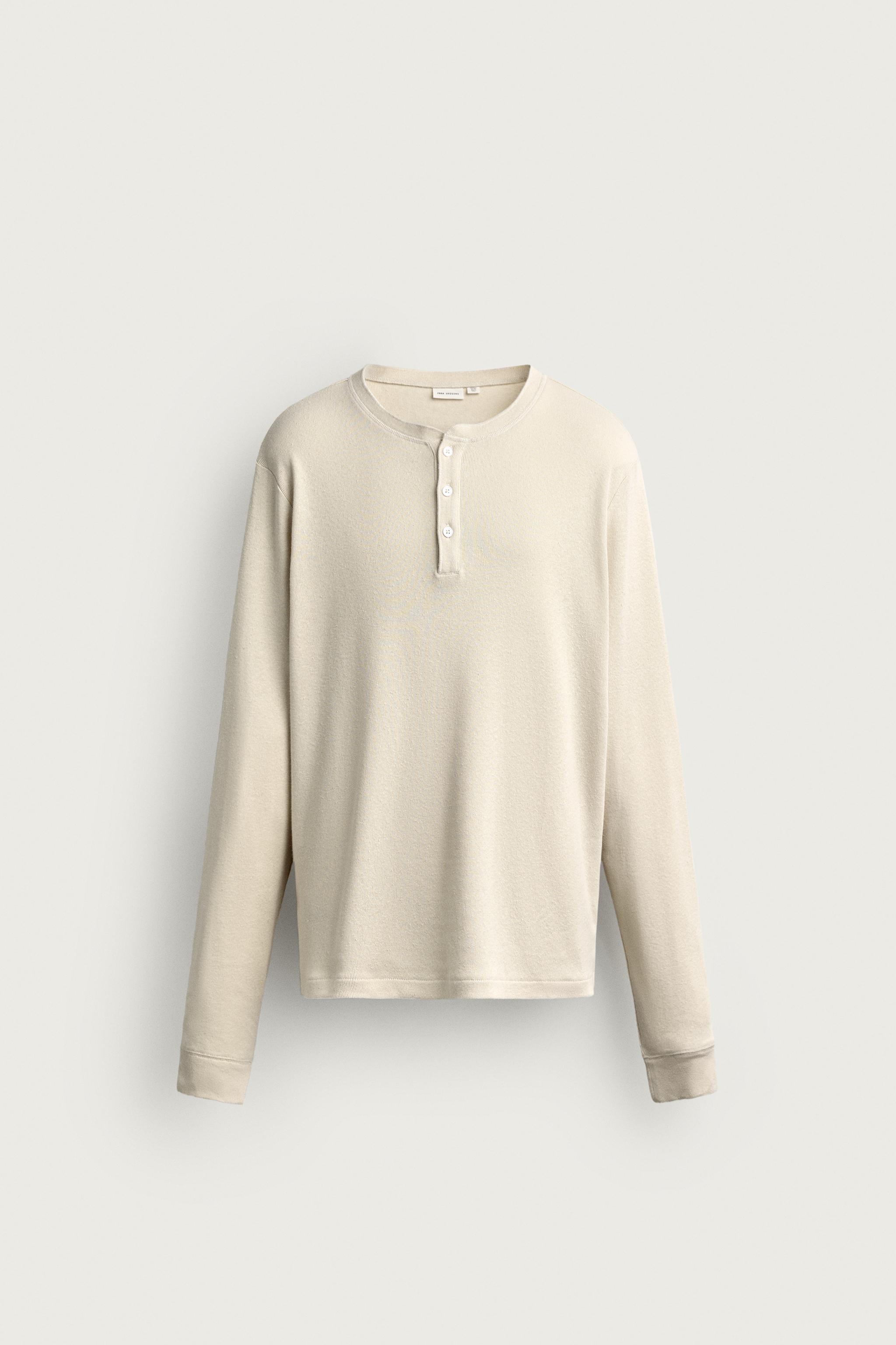 COTTON-LINEN HENLEY T-SHIRT